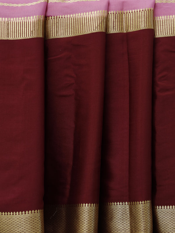 Mysore silk saree - Pink with maroon