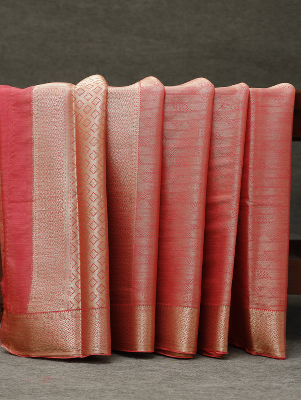 Banarasi tissue soft silk - peach