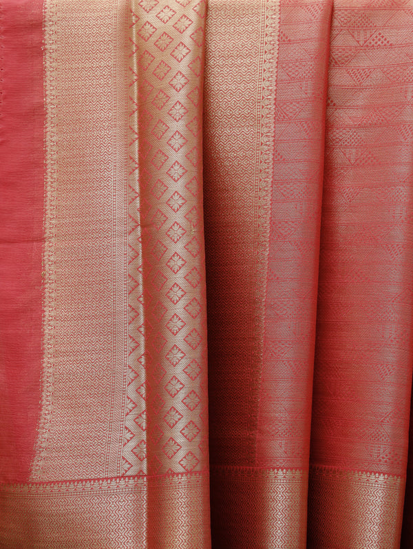 Banarasi tissue soft silk - peach
