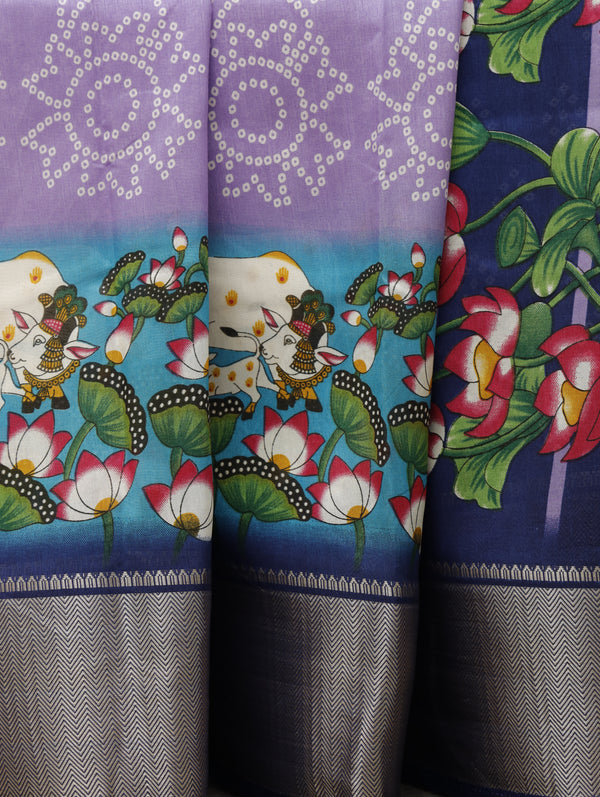 Banarasi pichwai soft silk saree - lavender