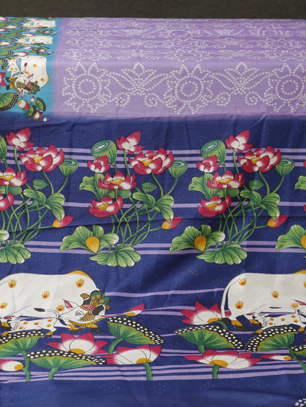 Banarasi pichwai soft silk saree - lavender