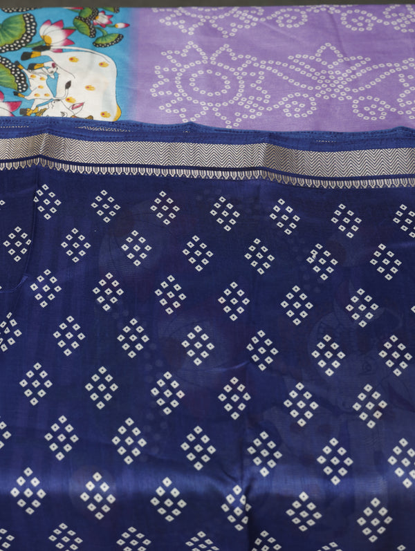 Banarasi pichwai soft silk saree - lavender