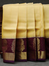 Kanjeevaram silk saree - Cream with Wine