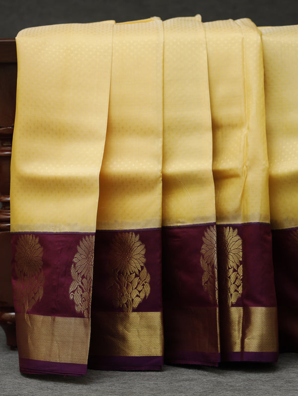 Kanjeevaram silk saree - Cream with Wine