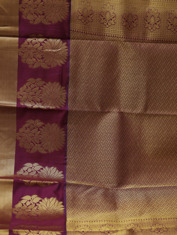Kanjeevaram silk saree - Cream with Wine