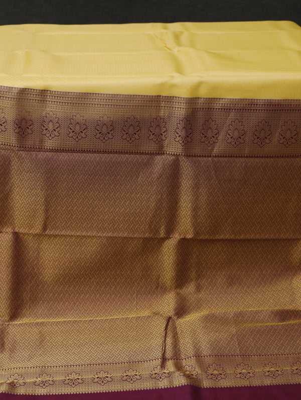 Kanjeevaram silk saree - Cream with Wine