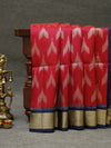 Ikkat silk saree -Pink with navy blue
