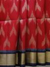Ikkat silk saree -Pink with navy blue