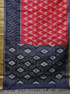 Ikkat silk saree -Pink with navy blue