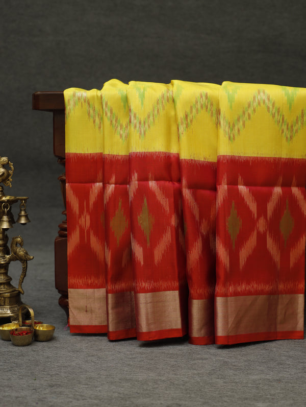 Ikkat silk saree -yellow