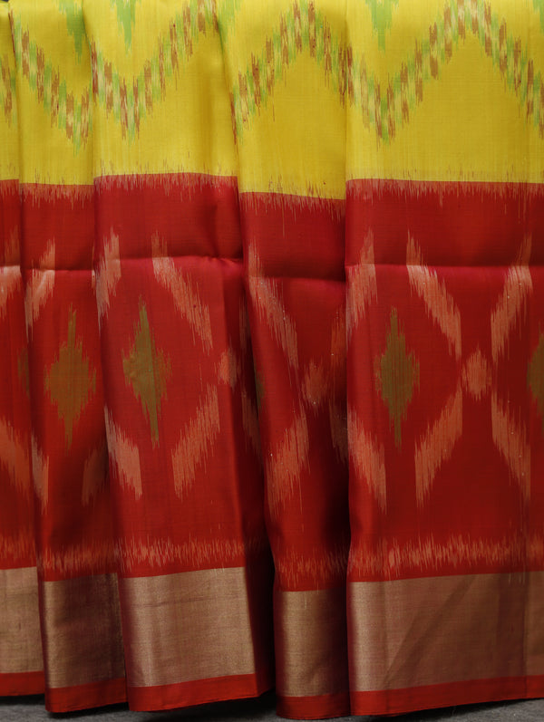 Ikkat silk saree -yellow