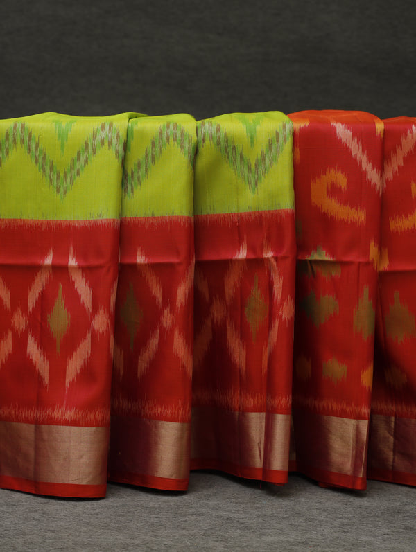 Ikkat silk saree -lime green