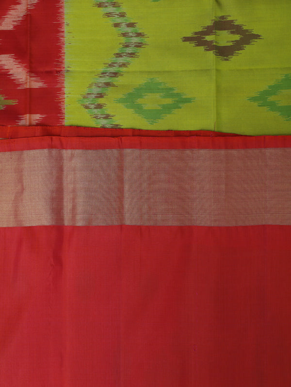 Ikkat silk saree -lime green