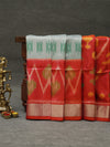 Ikkat silk saree -Grey with red