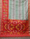 Ikkat silk saree -Grey with red