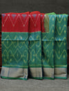 Ikkat silk saree -Fiery Red with lush green
