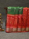 Ikkat silk saree -Green with red