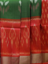 Ikkat silk saree -Green with red