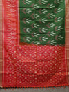 Ikkat silk saree -Green with red