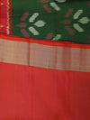 Ikkat silk saree -Green with red