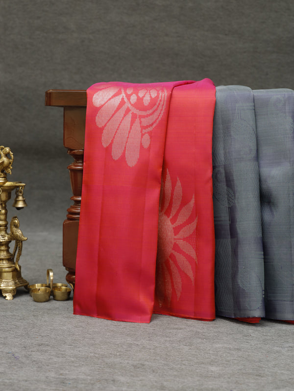 Kanjeevaram silk saree - Pink with grey