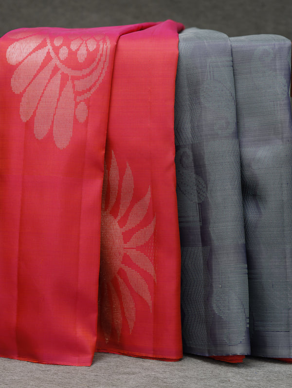 Kanjeevaram silk saree - Pink with grey