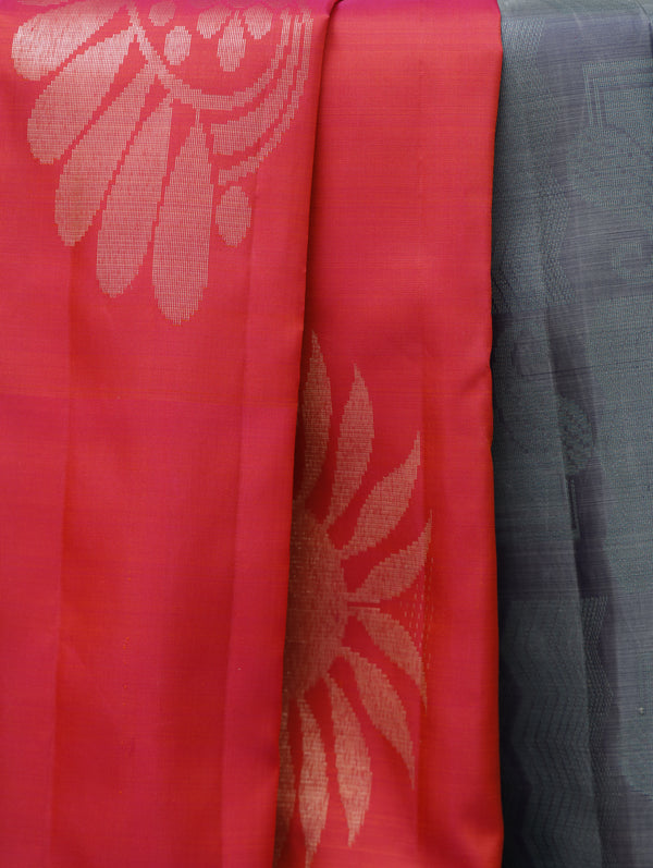 Kanjeevaram silk saree - Pink with grey