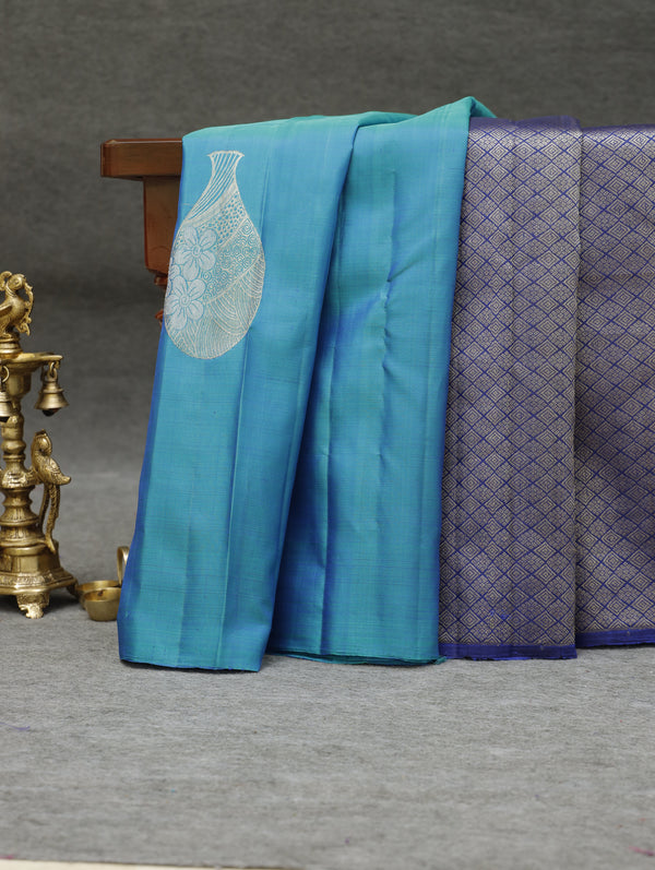 Kanjeevaram silk saree - Ocean blue