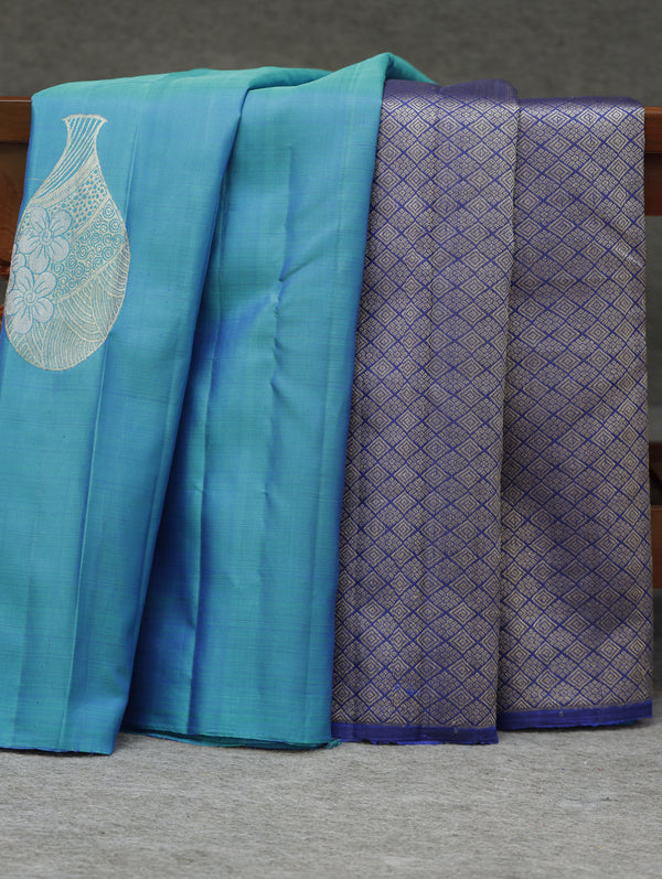 Kanjeevaram silk saree - Ocean blue
