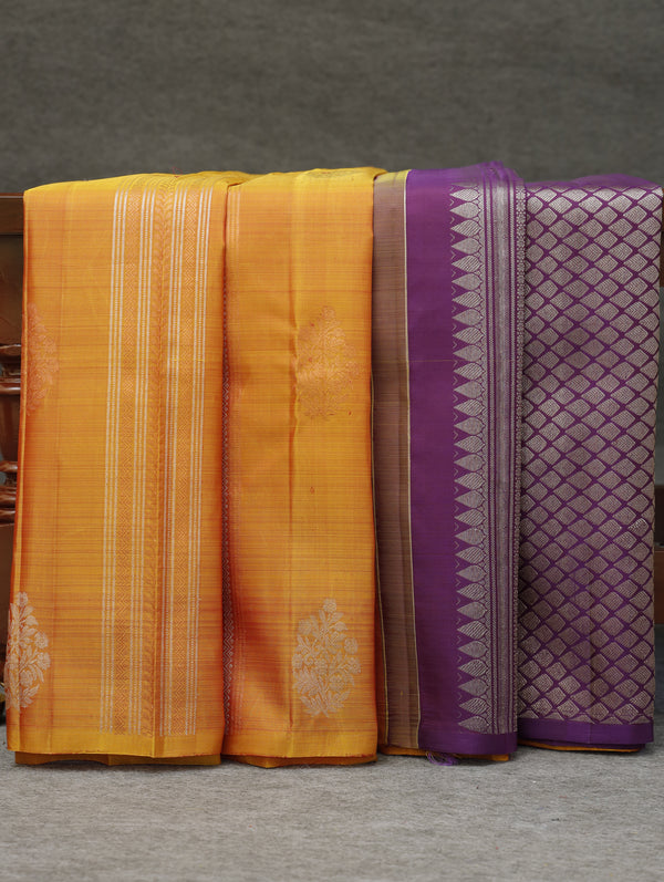 Kanjeevaram silk saree - Sunset orange