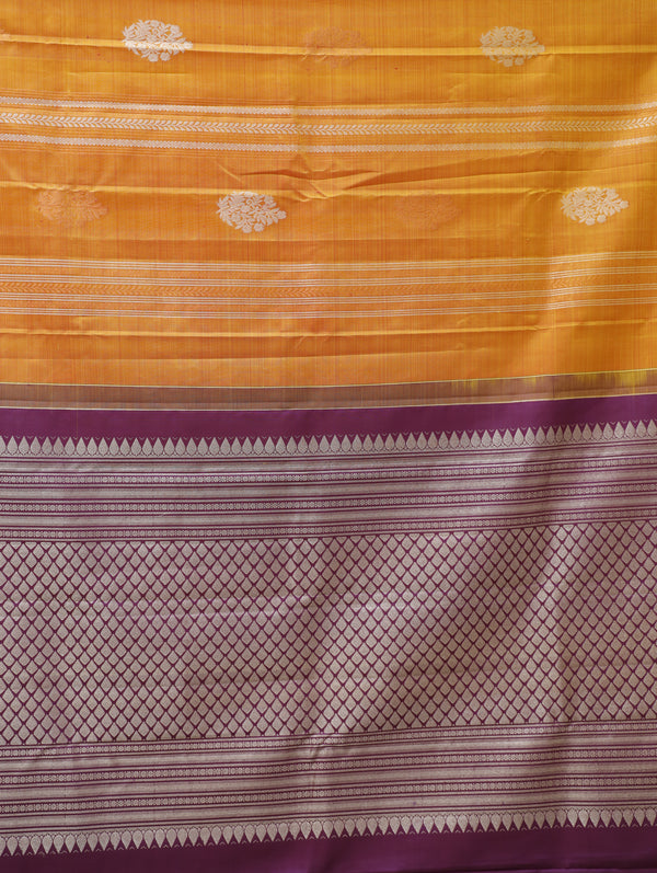Kanjeevaram silk saree - Sunset orange