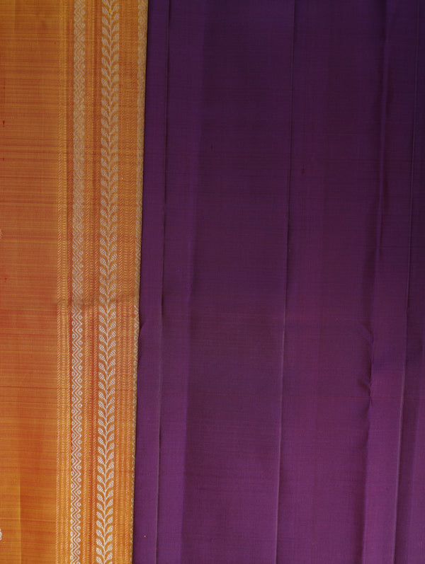 Kanjeevaram silk saree - Sunset orange