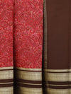 Kalamkari Mysore silk - Pinkish red with coffee brown