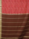 Kalamkari Mysore silk - Pinkish red with coffee brown