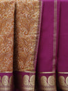 Kalamkari Mysore silk - Brown with Purple
