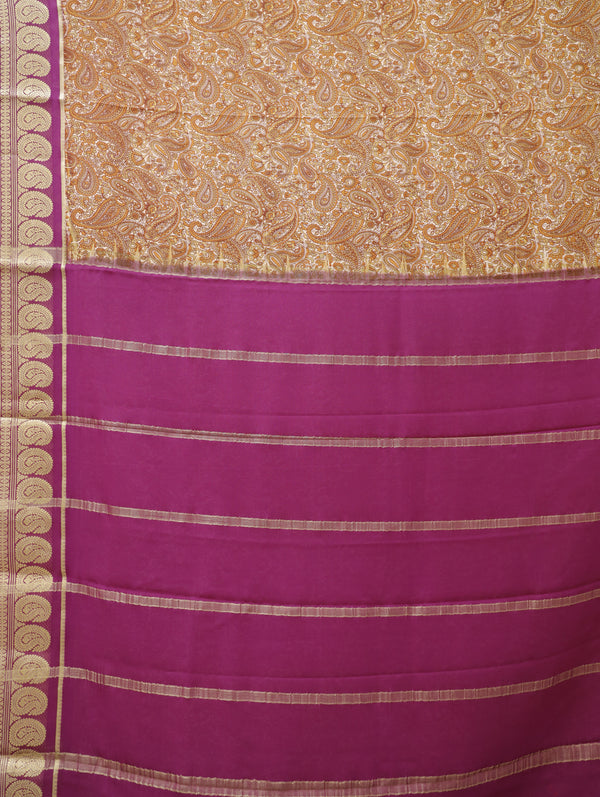 Kalamkari Mysore silk - Brown with Purple
