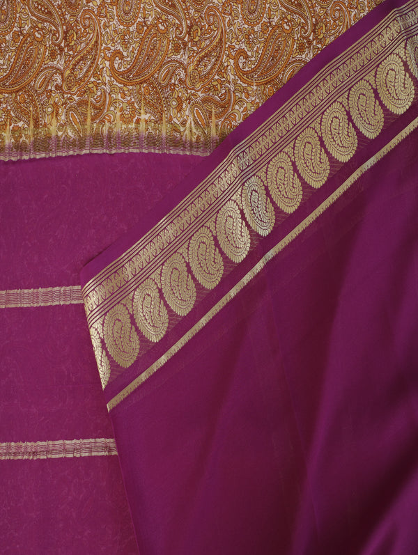 Kalamkari Mysore silk - Brown with Purple