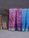 Kalamkari Mysore silk - Lilac with blue