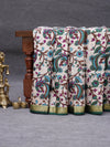 Kalamkari Mysore silk - Ivory cream with green