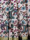 Kalamkari Mysore silk - Ivory cream with green
