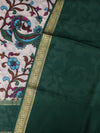 Kalamkari Mysore silk - Ivory cream with green