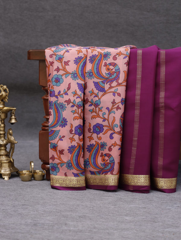 Kalamkari Mysore silk - Blush Pink