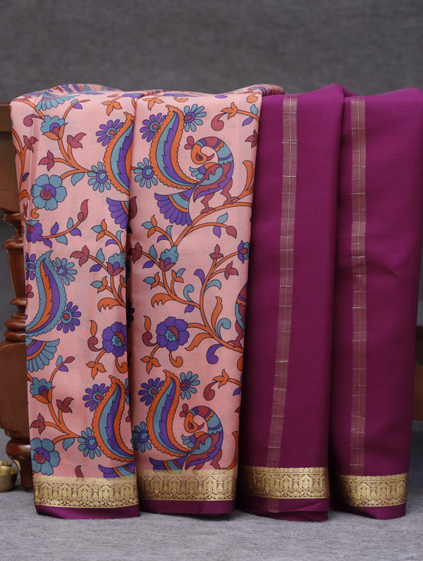 Kalamkari Mysore silk - Blush Pink