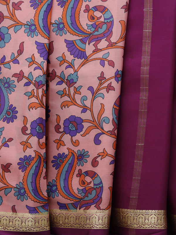Kalamkari Mysore silk - Blush Pink