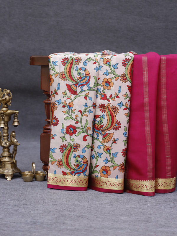 Kalamkari Mysore silk - off white