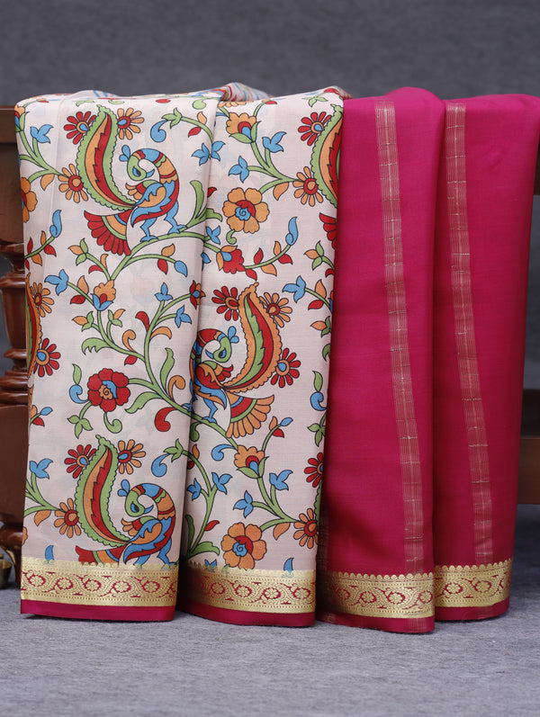 Kalamkari Mysore silk - off white