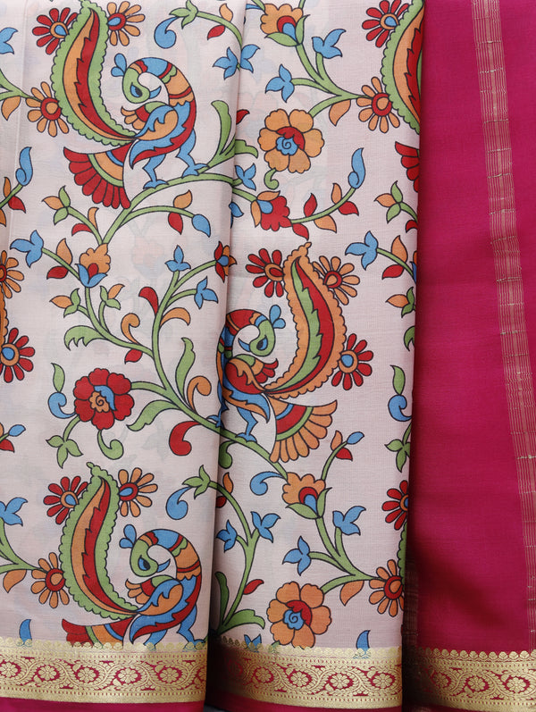 Kalamkari Mysore silk - off white