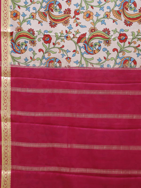 Kalamkari Mysore silk - off white