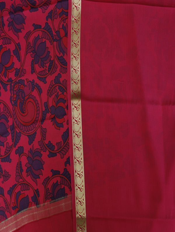Kalamkari Mysore silk - Pink lotus