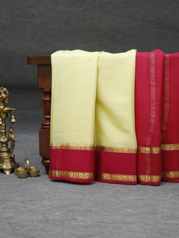 Mysore silk saree - Cream with red